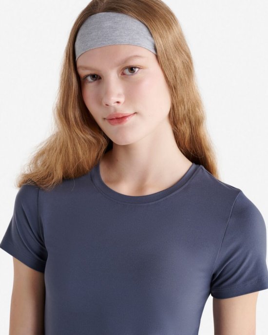 Roots Renew Knit Fitted T-Shirt - DUSTY BLUE