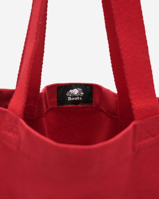 Roots Cooper Plaid Tote - CABIN RED