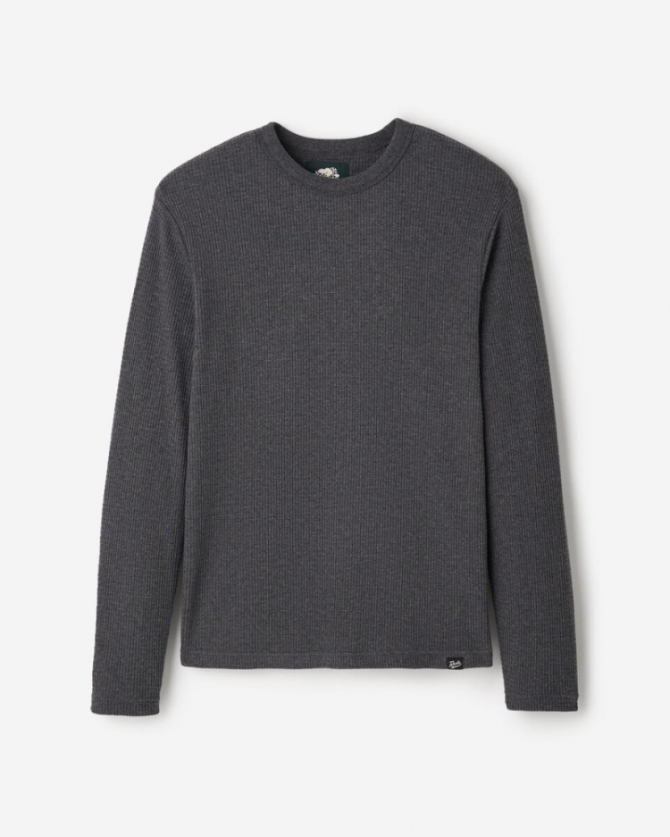 Roots Waffle Long Sleeve Crew - CHARCOAL MIX - Click Image to Close