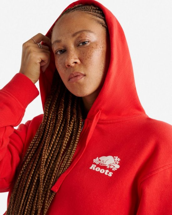 Roots Organic Original Relaxed Full Zip Hoodie - CARDINAL RED