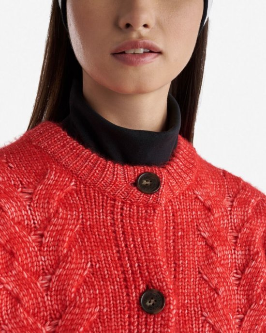 Roots Rosetown Chunky Cable Cardigan - CARDINAL RED