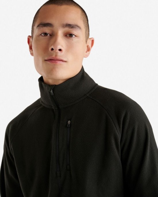 Roots Renew Microfleece Half Zip Stein - BLACK