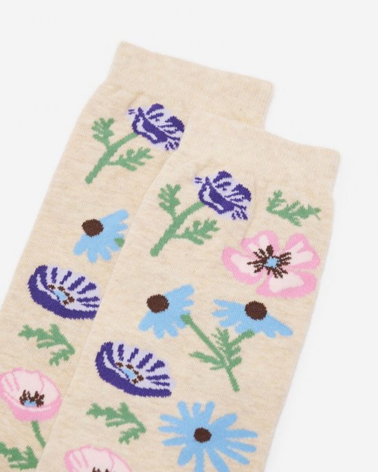 Roots Adult Springfield Print Crew Sock - OATMEAL MIX