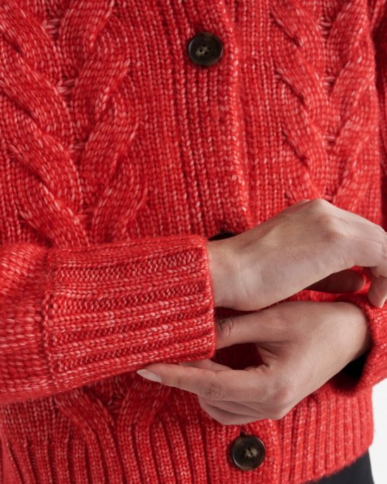 Roots Rosetown Chunky Cable Cardigan - CARDINAL RED