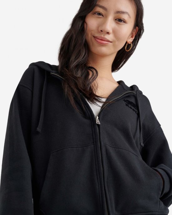 Roots Organic Original Relaxed Full Zip Hoodie - BLACK