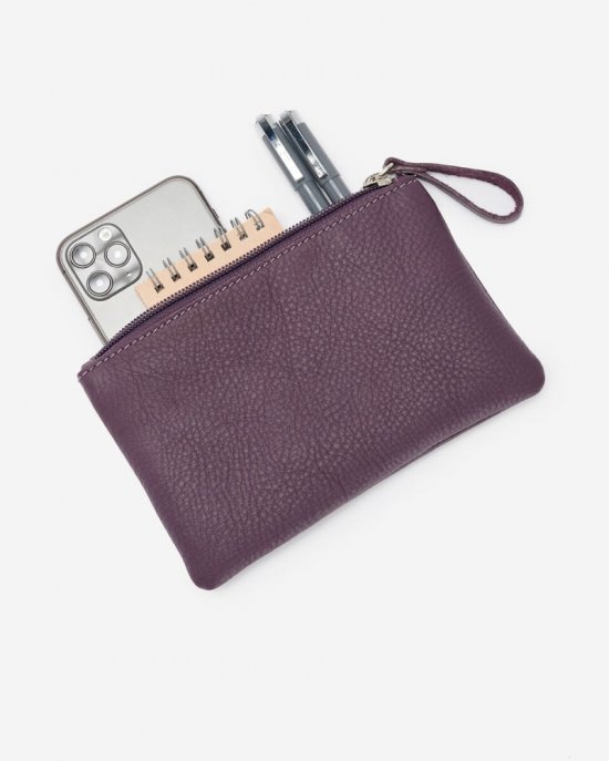 Roots Medium Zip Pouch Cloud - DEEP PURPLE