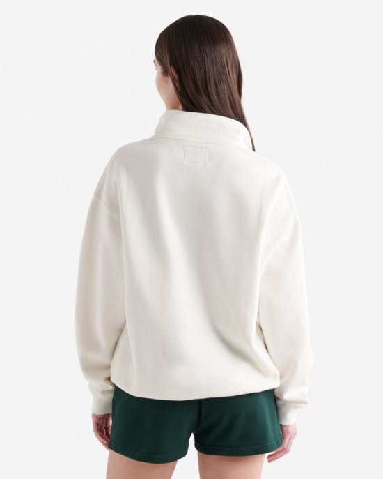 Roots Organic Cooper Relaxed Half Zip Stein - EGRET