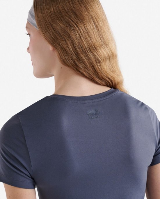 Roots Renew Knit Fitted T-Shirt - DUSTY BLUE
