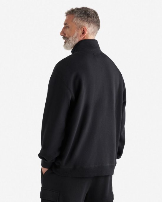 Roots Organic Cooper Relaxed Kanga Half Zip Stein - BLACK/BLACK