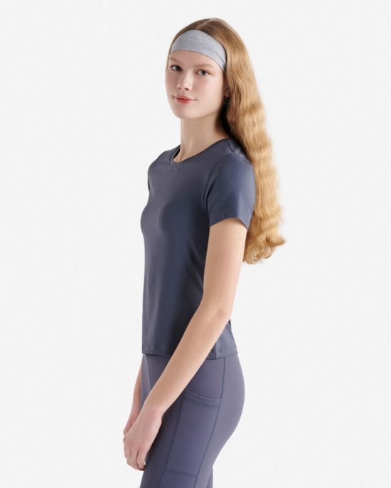 Roots Renew Knit Fitted T-Shirt - DUSTY BLUE