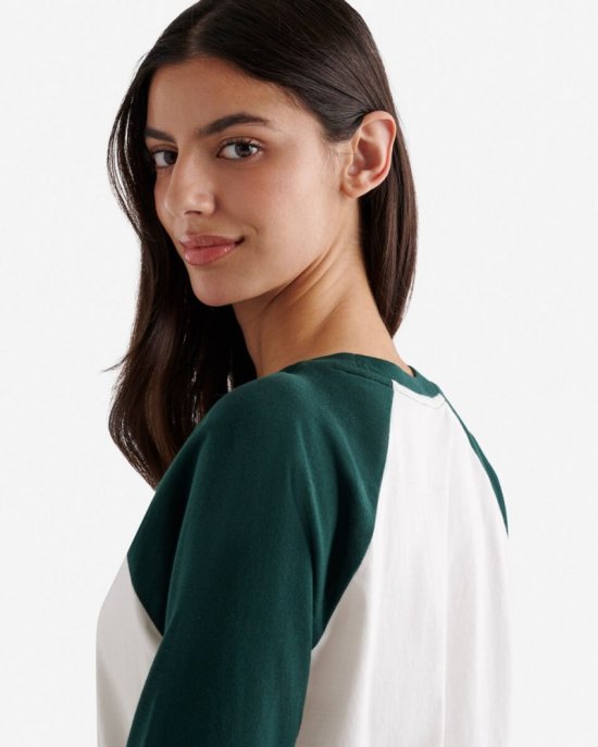 Roots Womens Organic Cooper Baseball T-shirt - VARSITY GREEN