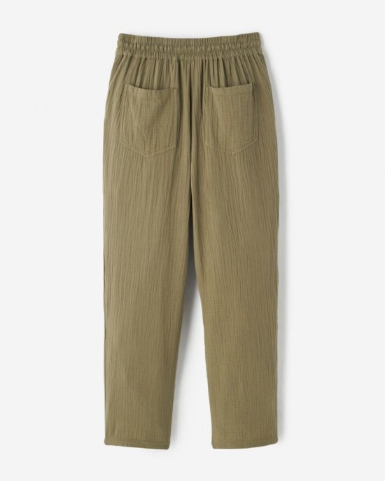 Roots Isla Cotton Gauze Pull On Pant - DEEP LICHEN GREEN