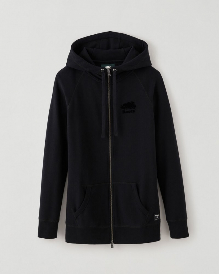 Roots Organic Capri Full Zip Hoodie - BLACK - Click Image to Close
