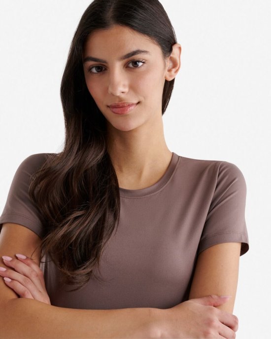 Roots Renew Knit Fitted T-Shirt - CINDER BROWN