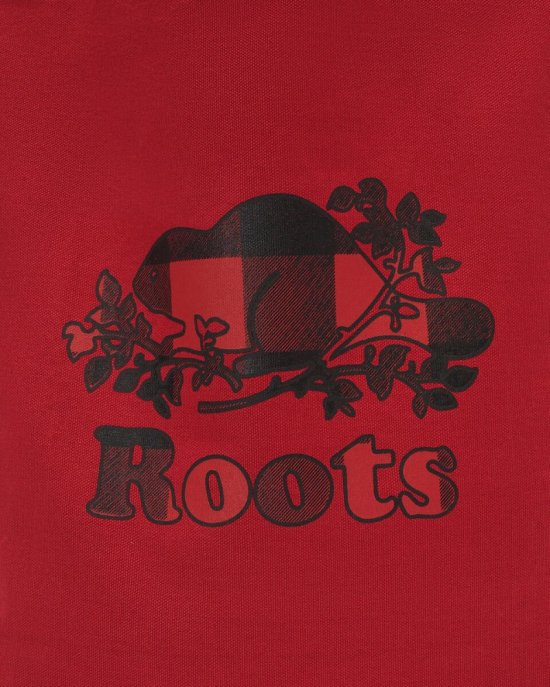 Roots Cooper Plaid Tote - CABIN RED