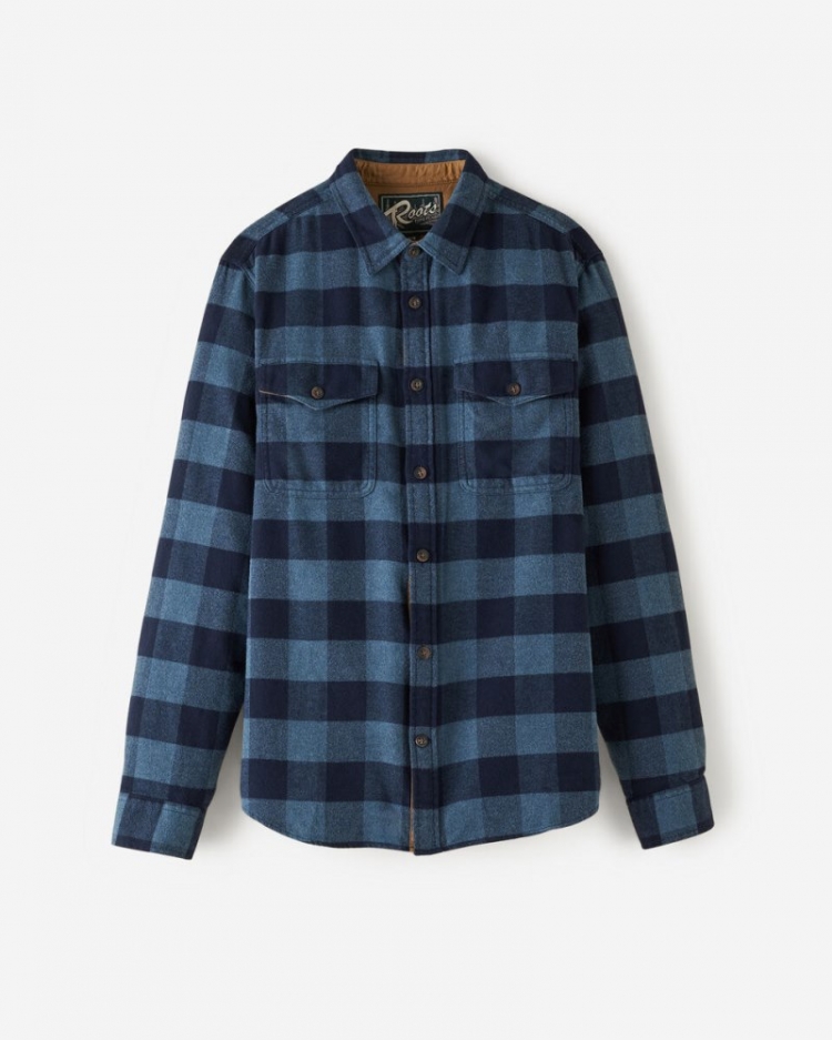Roots Park Plaid Shirt - NAVY BLAZER - Click Image to Close