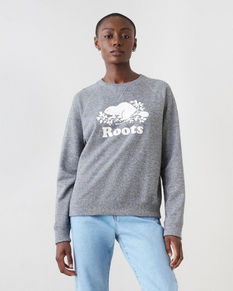 Roots Organic Original Crew Sweatshirt - SALT & PEPPER - Click Image to Close