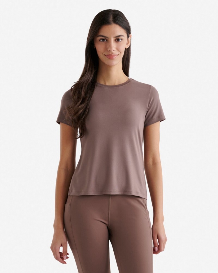 Roots Renew Knit Fitted T-Shirt - CINDER BROWN - Click Image to Close