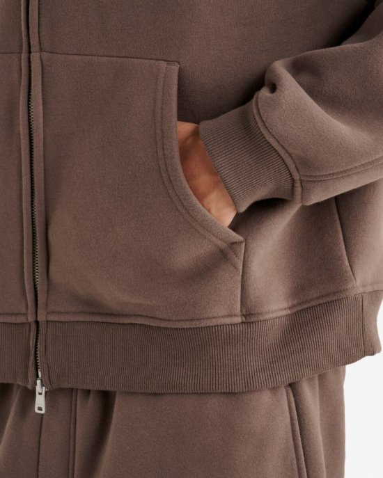 Roots Cloud Full Zip Hoodie - UMBER BROWN