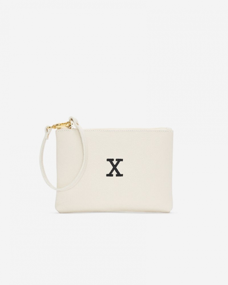 Roots Monogram Wristlet Ivory - X - Click Image to Close