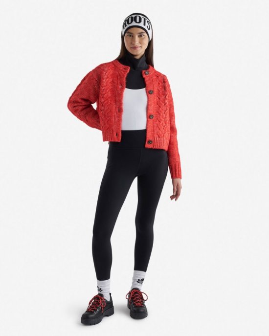 Roots Rosetown Chunky Cable Cardigan - CARDINAL RED
