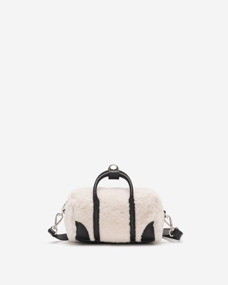 Roots Shearling Micro Banff Crossbody - NATURAL/BLACK