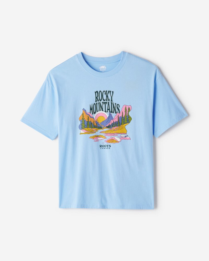 Roots Mens Nature Vistas Relaxed T-Shirt - SWISS BLUE