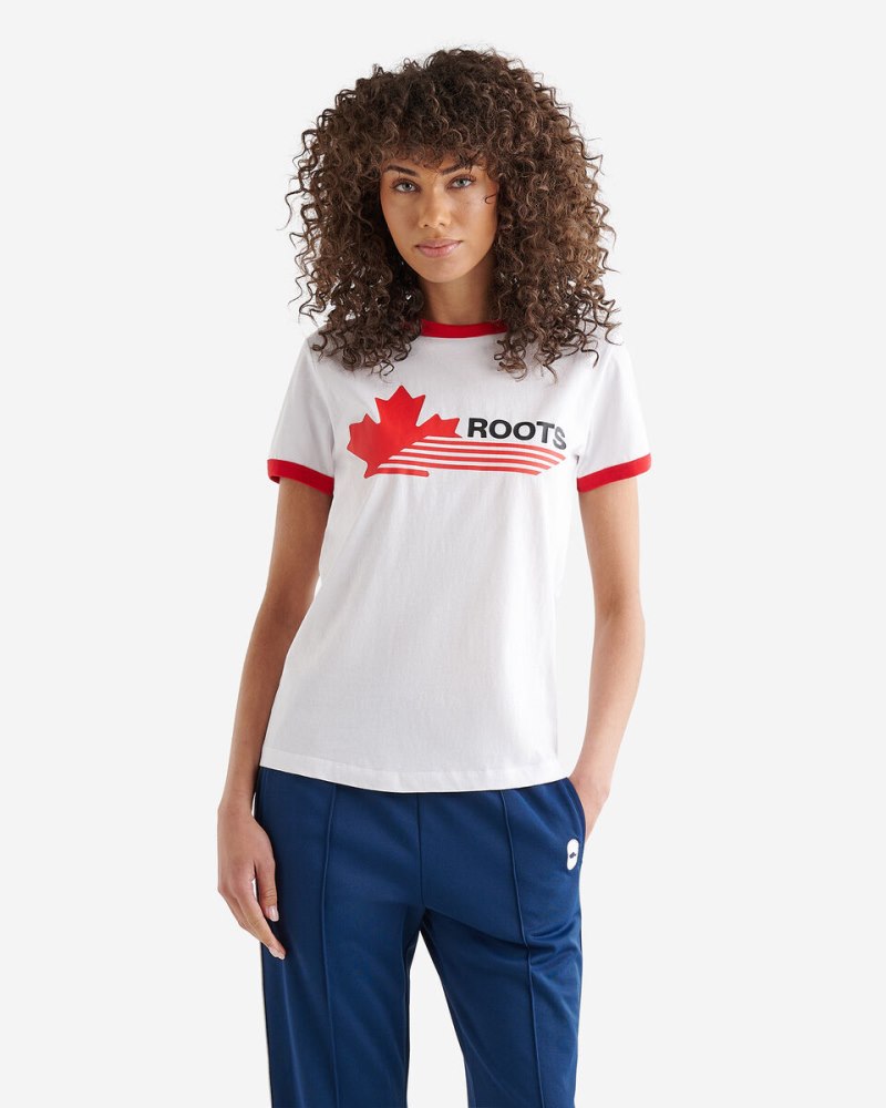 Roots Womens Northern Athletics Ringer T-shirt - WHITE