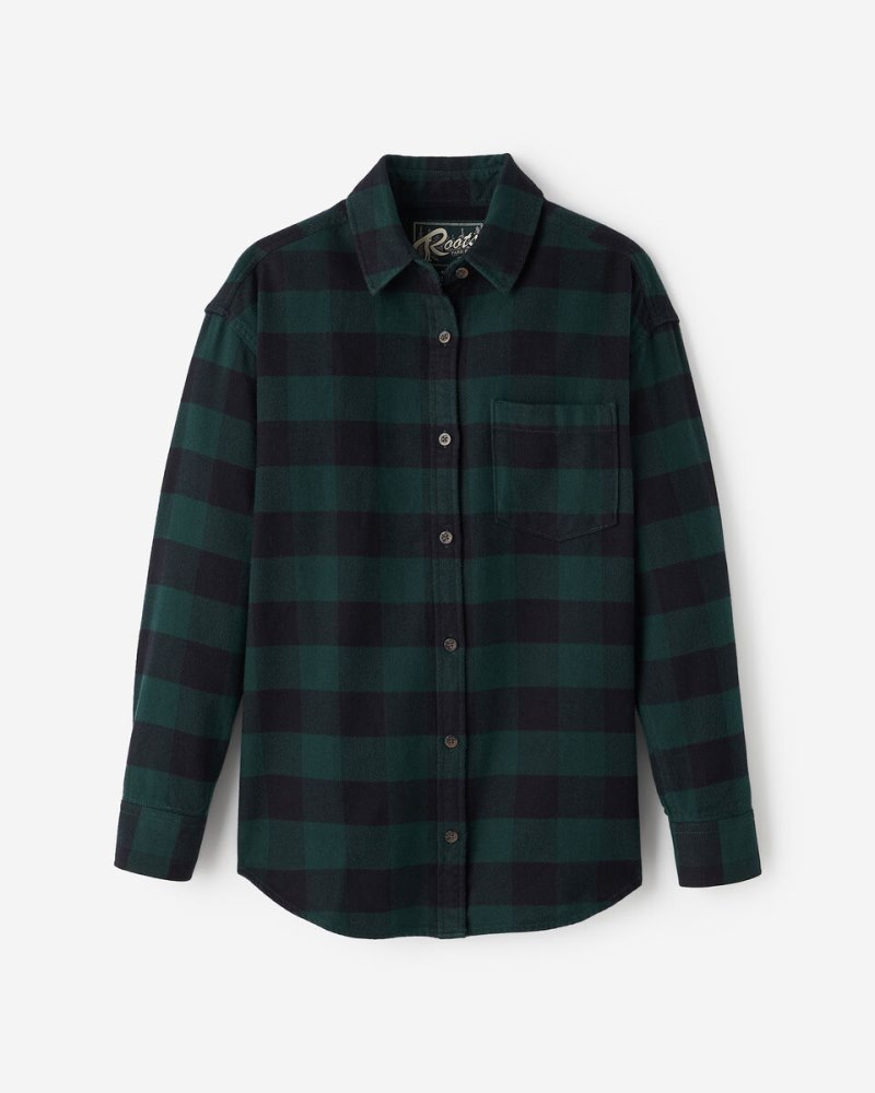 Roots Park Plaid Relaxed Shirt - VARSITY GREEN