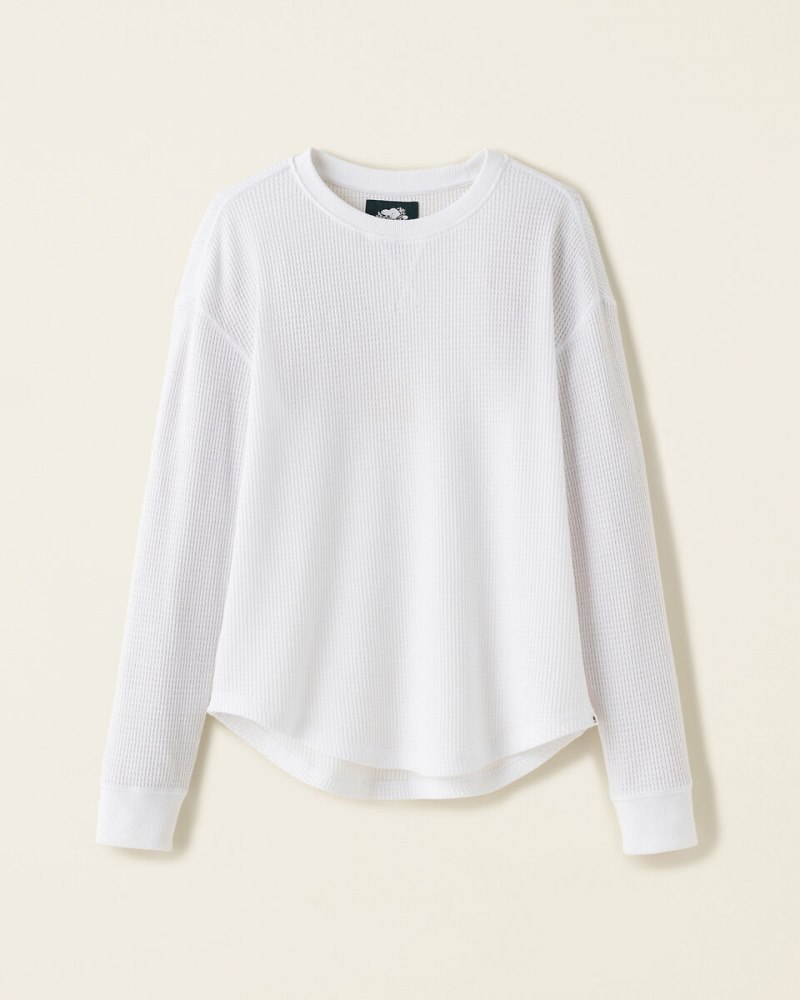 Roots Waffle Long Sleeve Top - WHITE