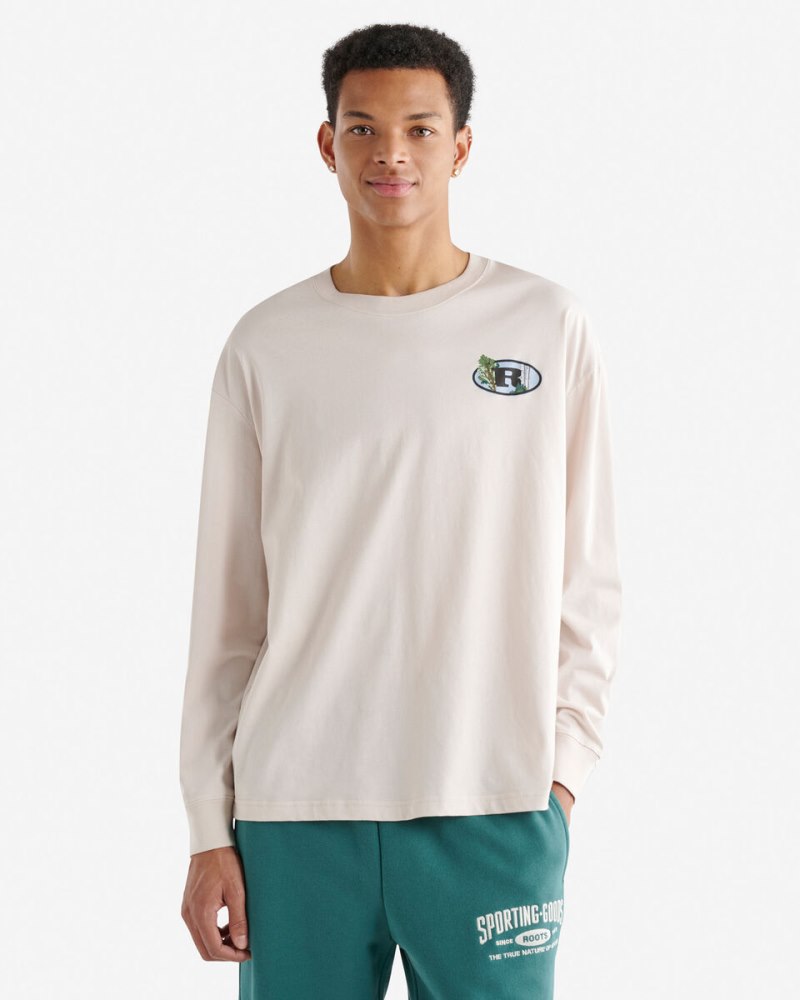 Roots Mens Trail Relaxed Long Sleeve T-Shirt - ECRU