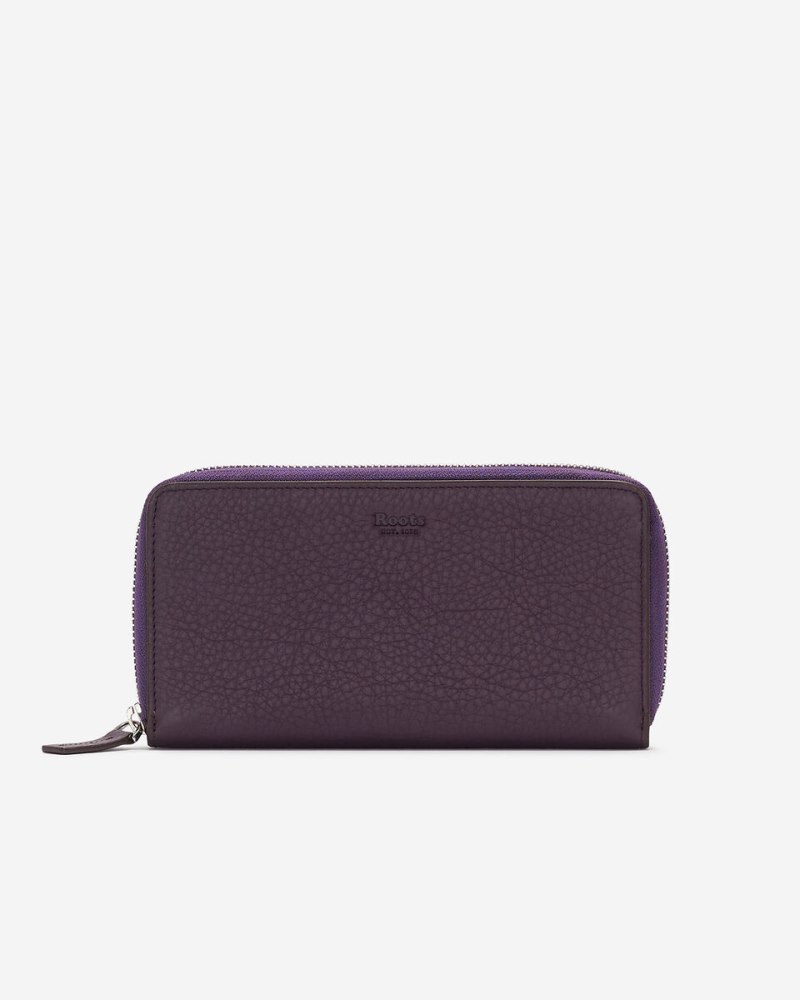 Roots Zip Around Clutch Cloud - DEEP PURPLE