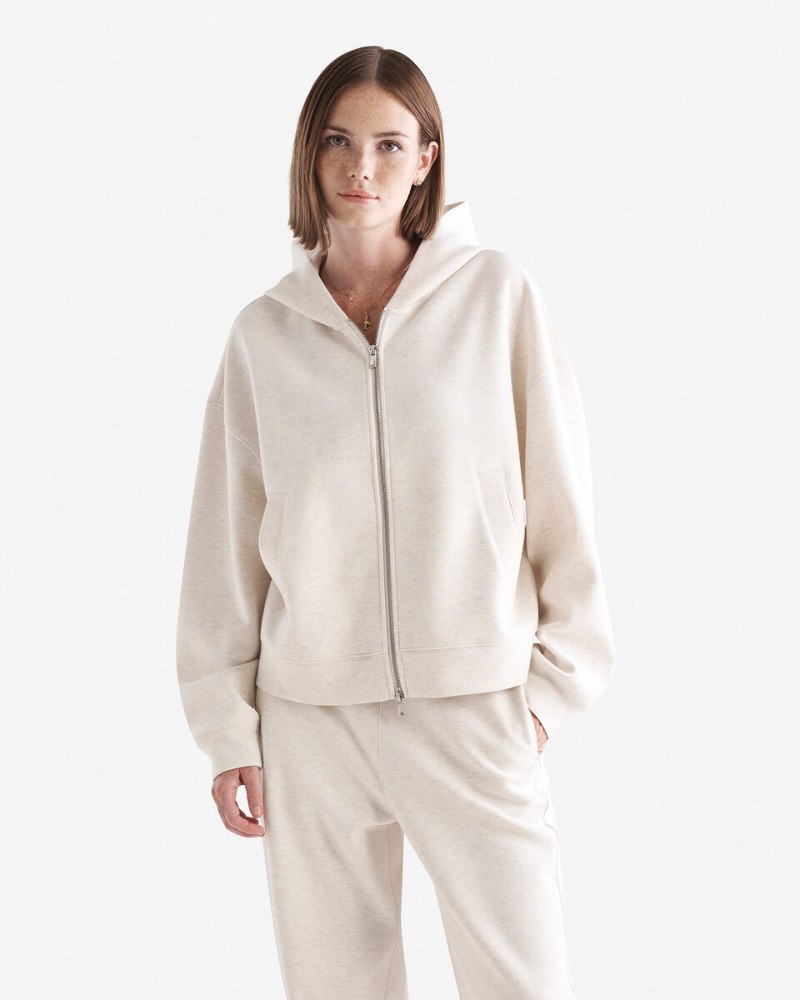 Roots Recover Essential Full Zip Hoodie - OATMEAL MIX