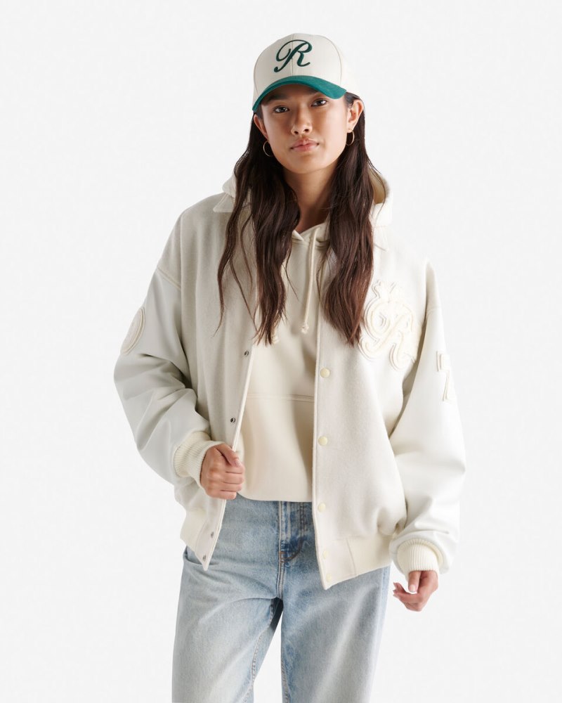 Roots Signature Varsity Jacket - IVORY/WHITE