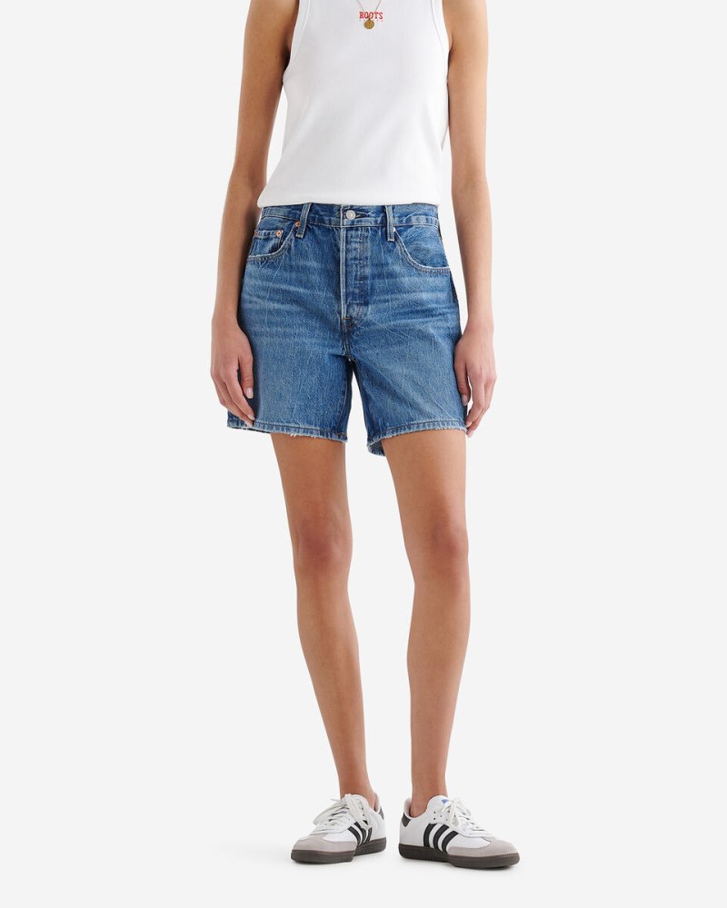 Roots Levi's 501® Mid Thigh Womens Shorts - MEDIUM BLUE