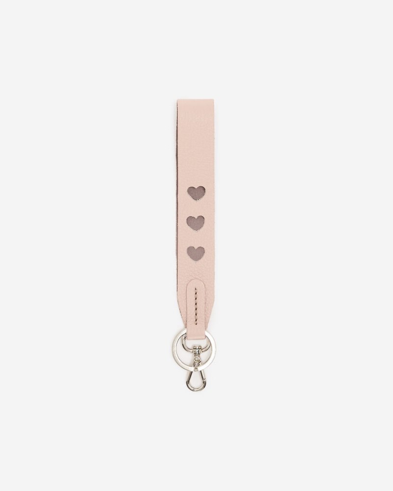 Roots Triple Heart Keychain Cervino - POWDER PINK/TAUPE