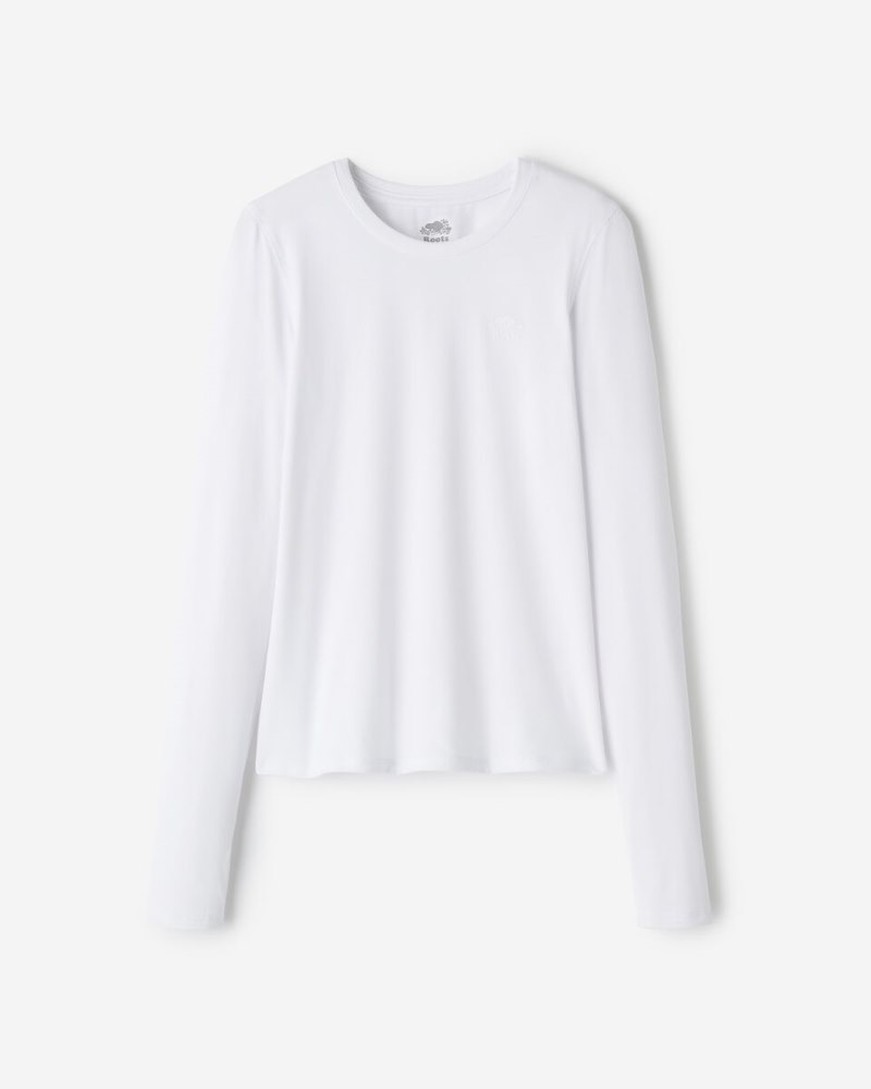 Roots Renew Fitted Long Sleeve Top - WHITE
