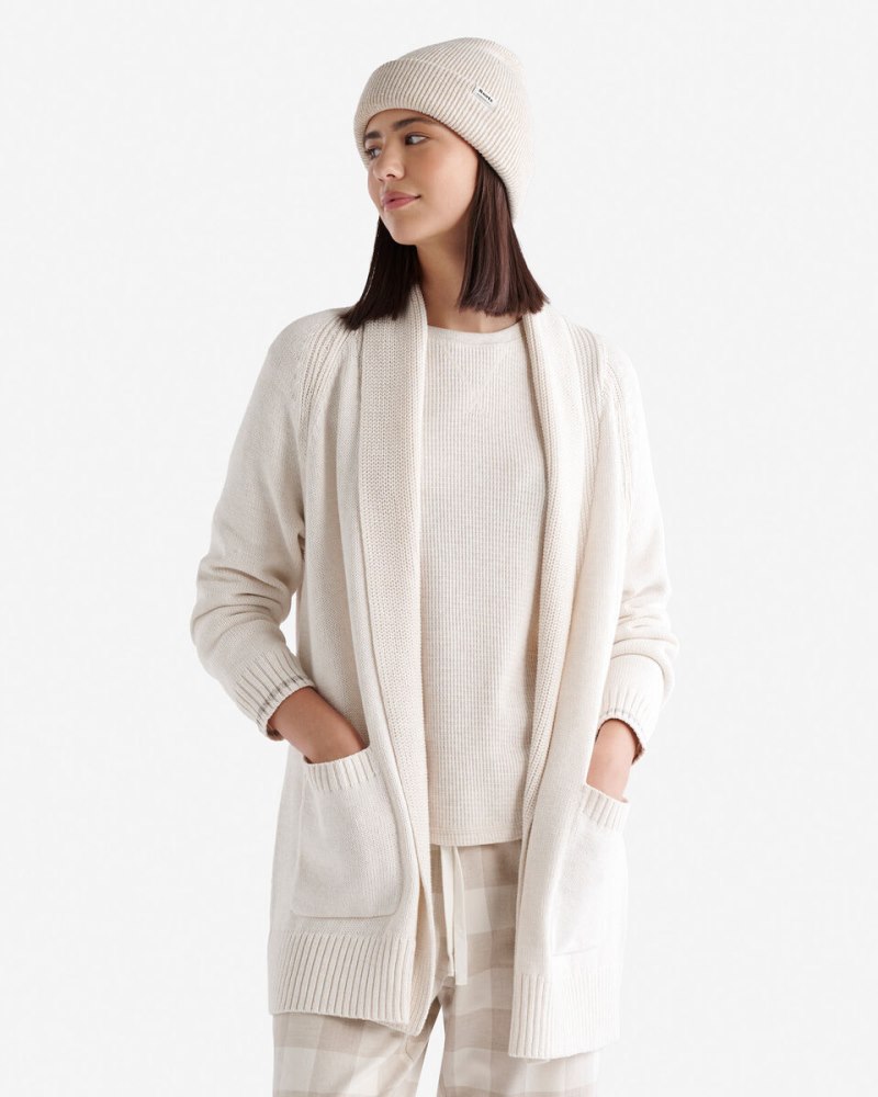Roots Cabin Shawl Open Cardigan - EGRET MIX