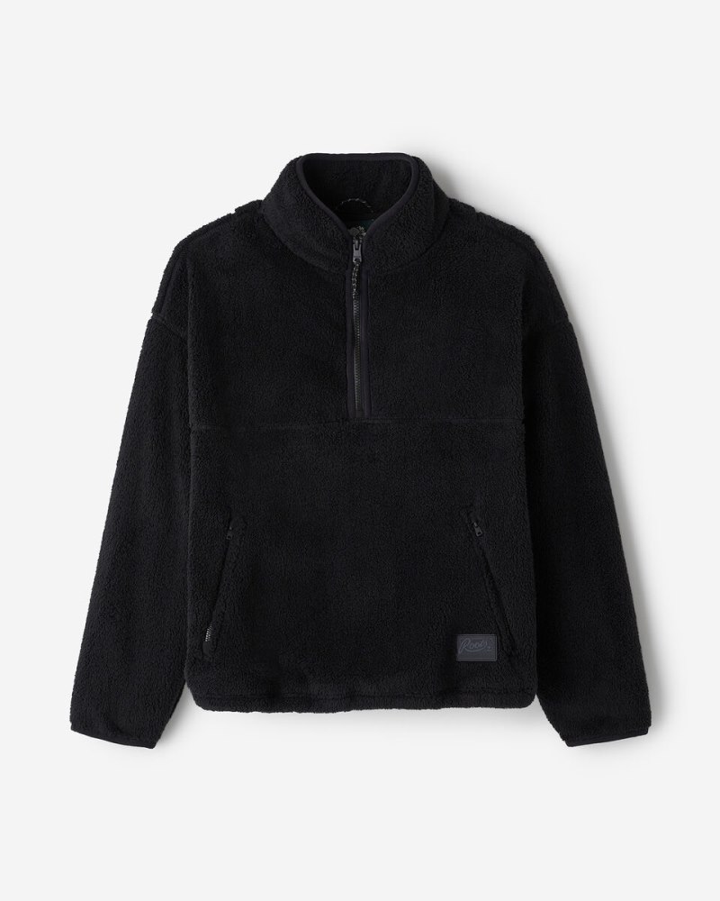 Roots Creekside Shearling Fleece Anorak - BLACK