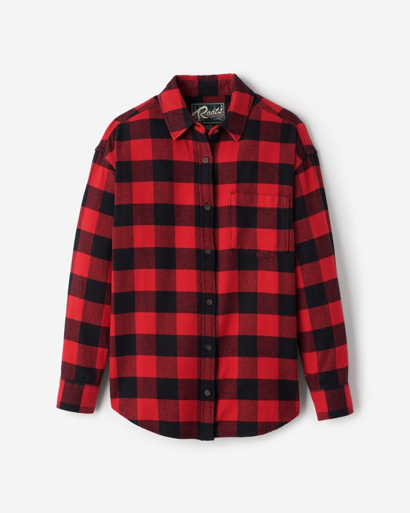 Roots Park Plaid Relaxed Shirt - CABIN RED