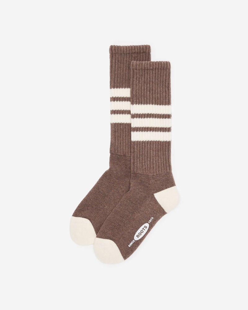 Roots Adult Sporting Goods Retro Rib Sock - CINDER BROWN