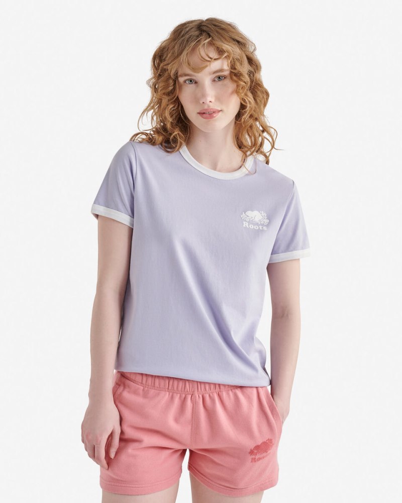Roots Womens Cooper Ringer T-Shirt - COSMIC SKY