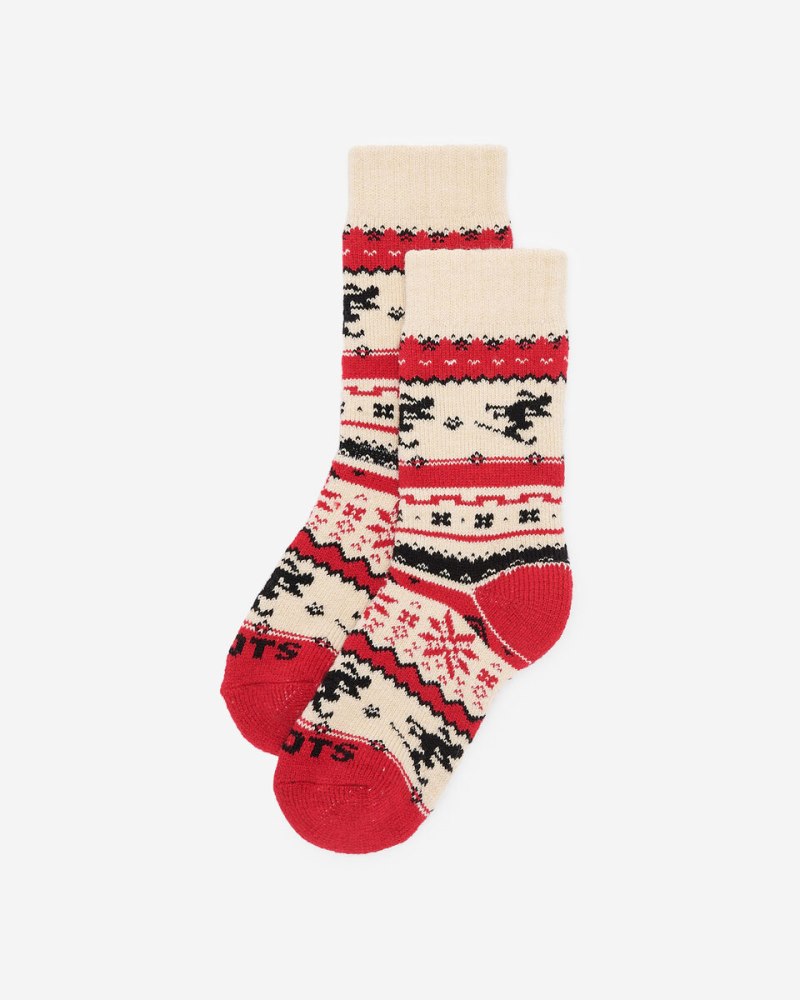 Roots Adult Sayward Fair Isle Slipper Sock - CARDINAL RED