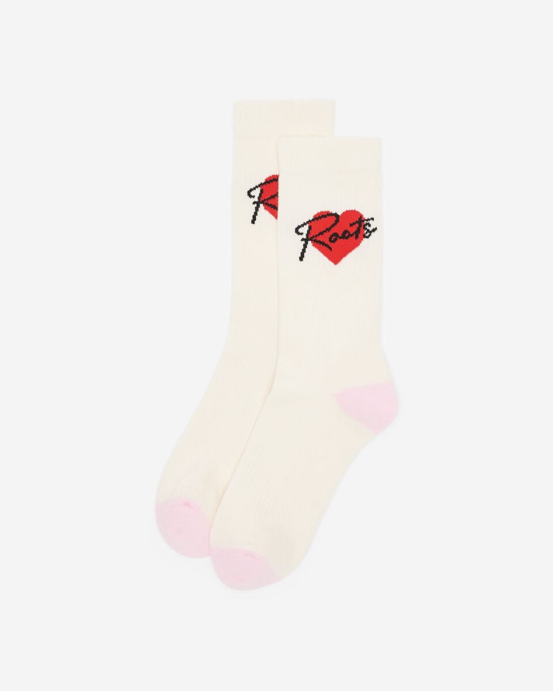 Roots Adult Love Crew Sock - EGRET