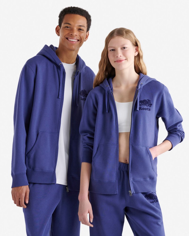 Roots Organic Original Full Zip Hoodie - BLUE ECLIPSE
